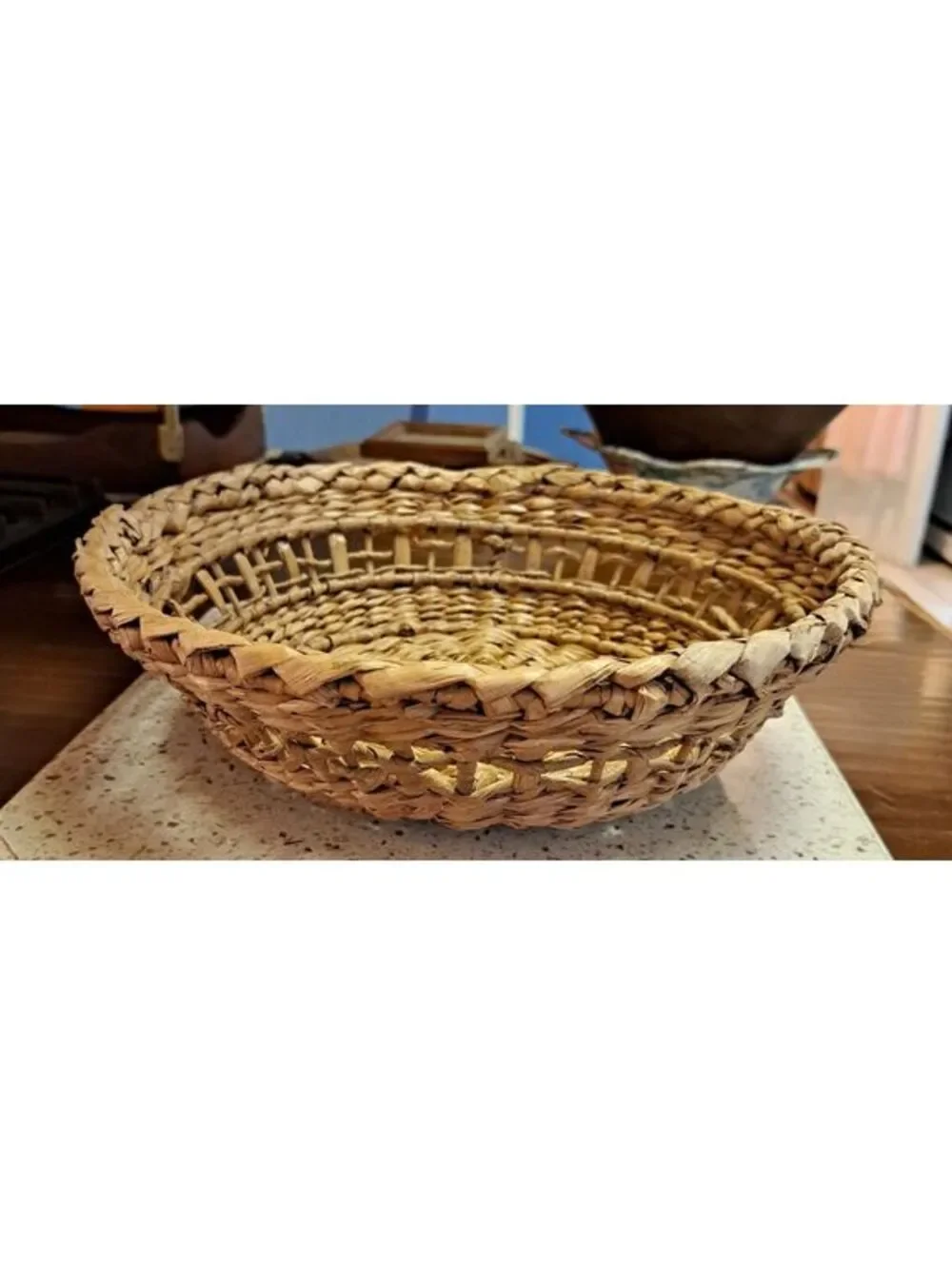 Vintage Woven Grass Storage/Gathering Basket Native American 12.5